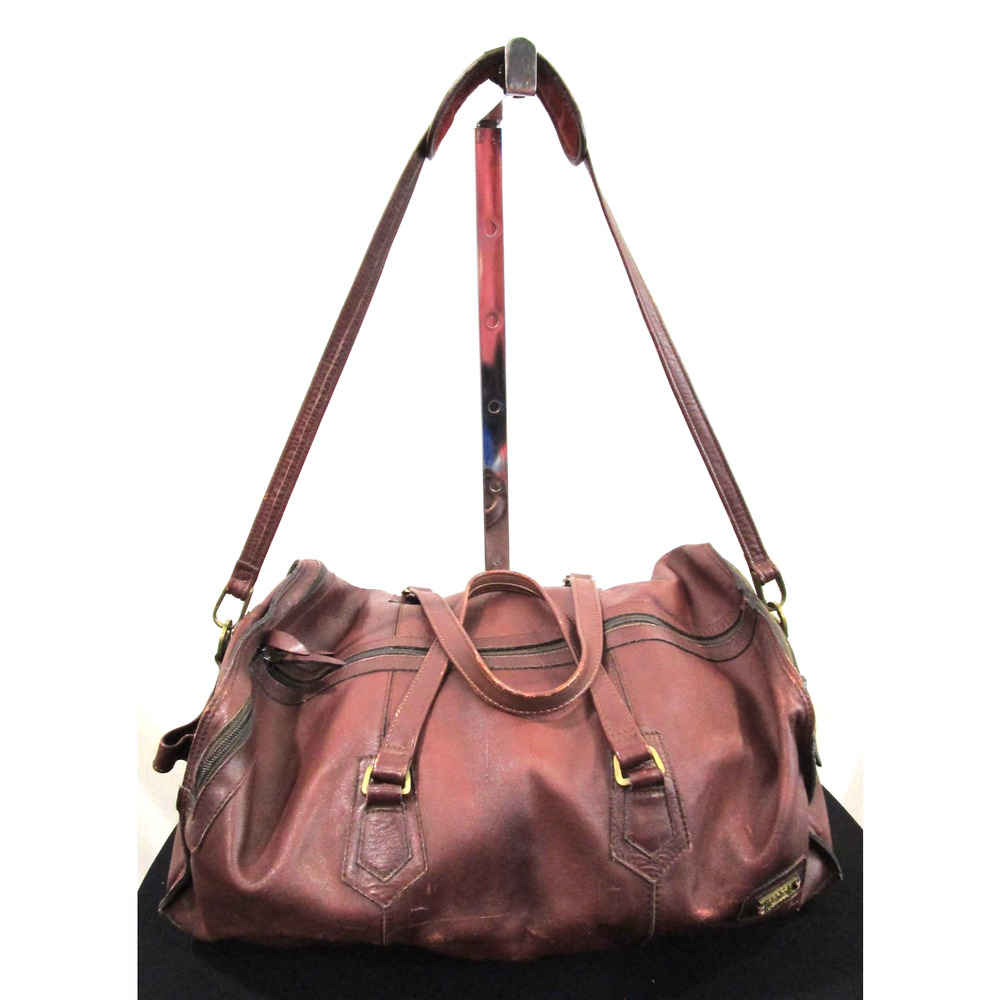 Vintage LAND 19" Brown Leather Weekender Travel Carry On Duffel Bag